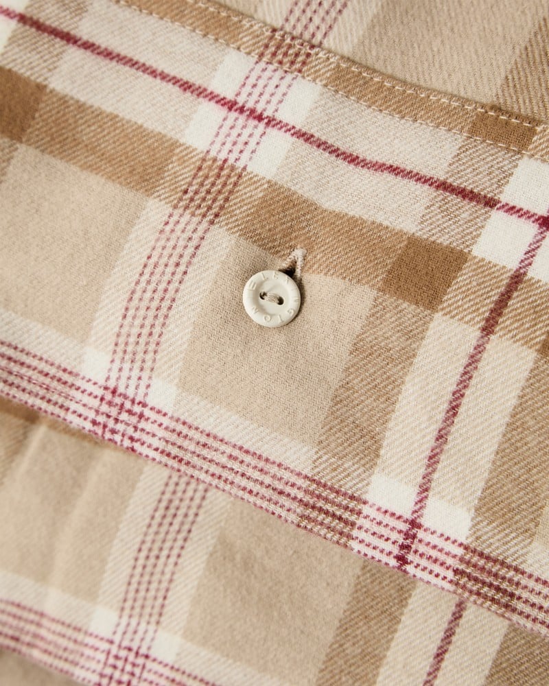 LEXINGTON Kariertes Bettwäsche-Set aus Baumwollflanell, fudge/beige/fig