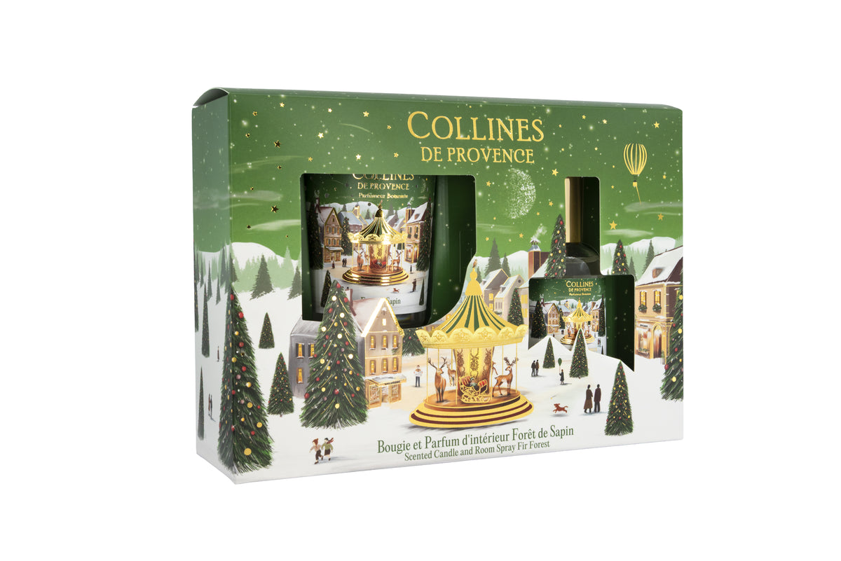 Collines de Provence Noël Tannenwald Geschenke-Set Raumspray 50ml + Kerze 75g